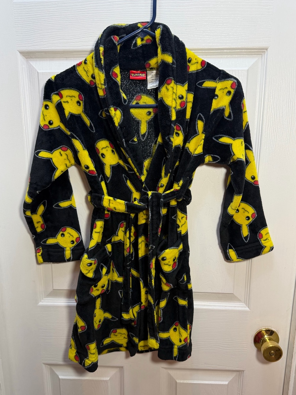 Kids Black & Yellow Pikachu Fleece Robe - Licensed Character